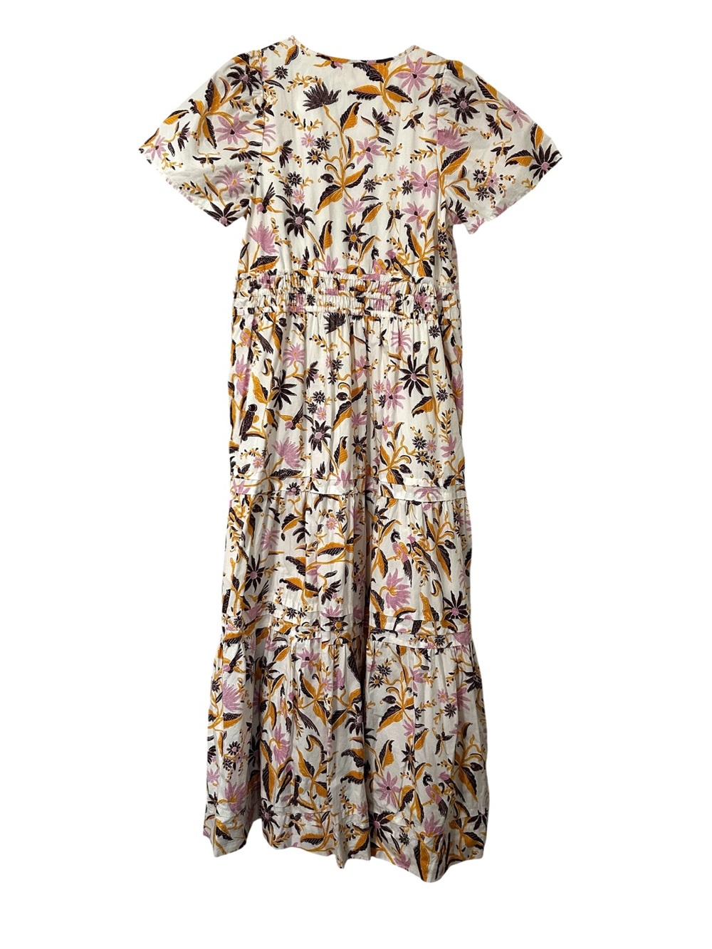 Anthropologie Somerset Maxi Dress 100% Cotton Size M Tiered V Neck Short Sleeve - Picture 8 of 12